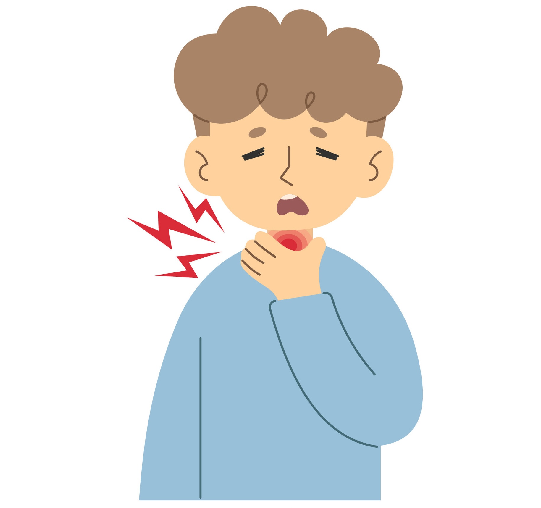 Sore throat 1 cute on a white background, vector illustration.